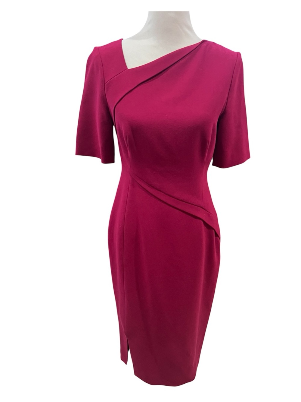 L.K. Bennett Saskia Deep Rose Short Sleeve Pencil Dress Size 6